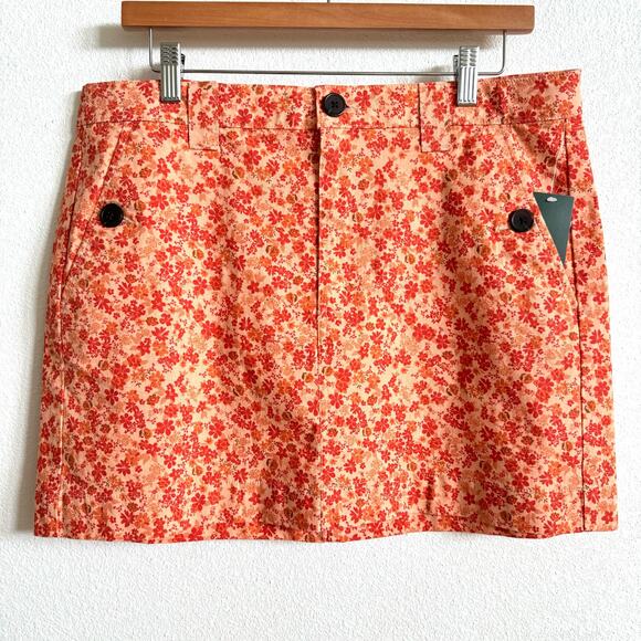 Wild Fable Orange Floral y2k retro Mini Skirt Women’s 12 NWT - Picture 2 of 7